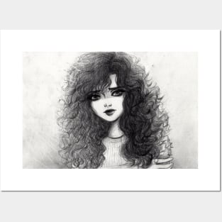 Curly Hair Girl Posters and Art